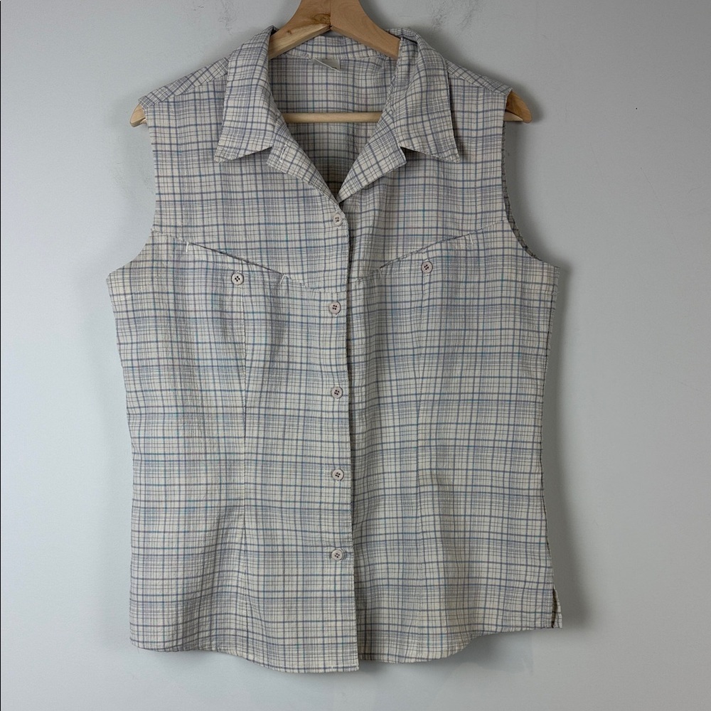 MEC VintageSleeveless Plaid Button-Up Women's Top Large